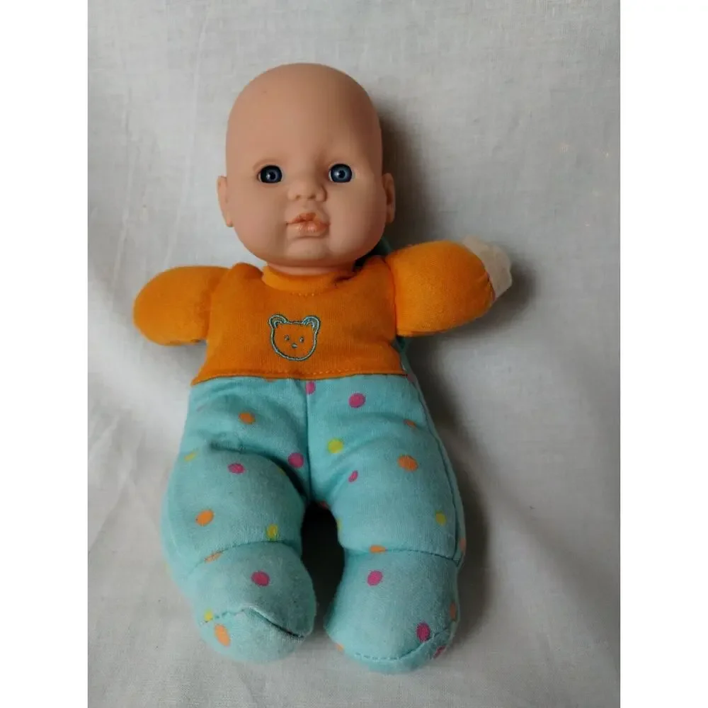 2 Small Plush Babydolls - Vinyl Face - Pink Girl - Blue Boy